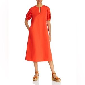 Lafayette 148 New York - Miriam Cotton Midi Dress - Orange - XL